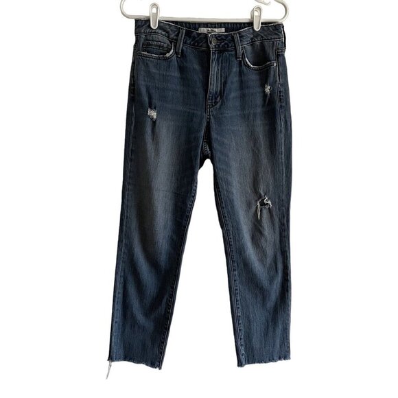 Sam Edelman Wmn 27 Distressed Raw Hem The Mary Jane High Rise Straight Crop Jean - Picture 1 of 10